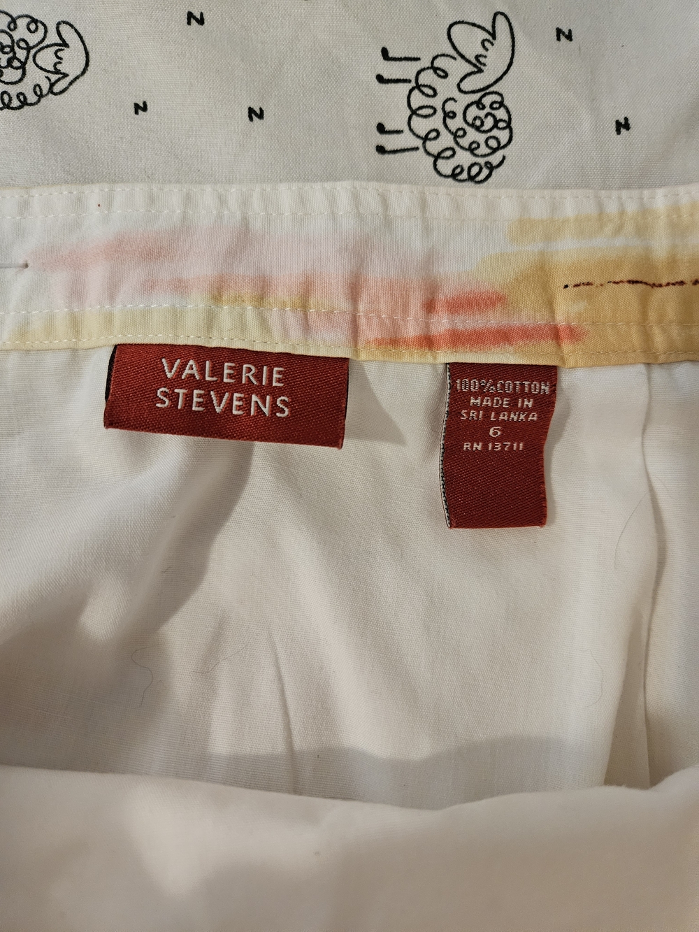 Valerie Stevens White A-Line Skirt with Pink and Yellow Scenic Print - Picture 5 of 6